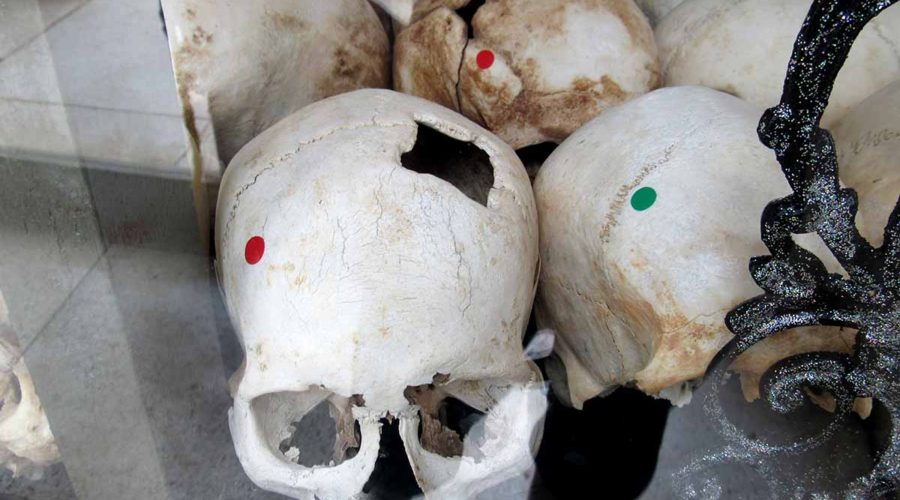 The skulls, Killing Fields, Phnom Penh, Cambodia