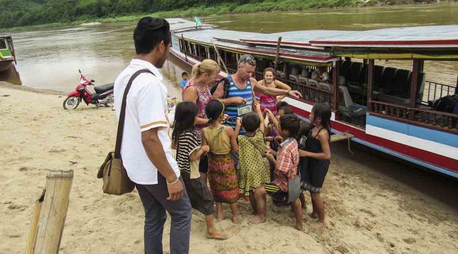 Village Children Nagi Of Mekong Mekong River Cruise Laos