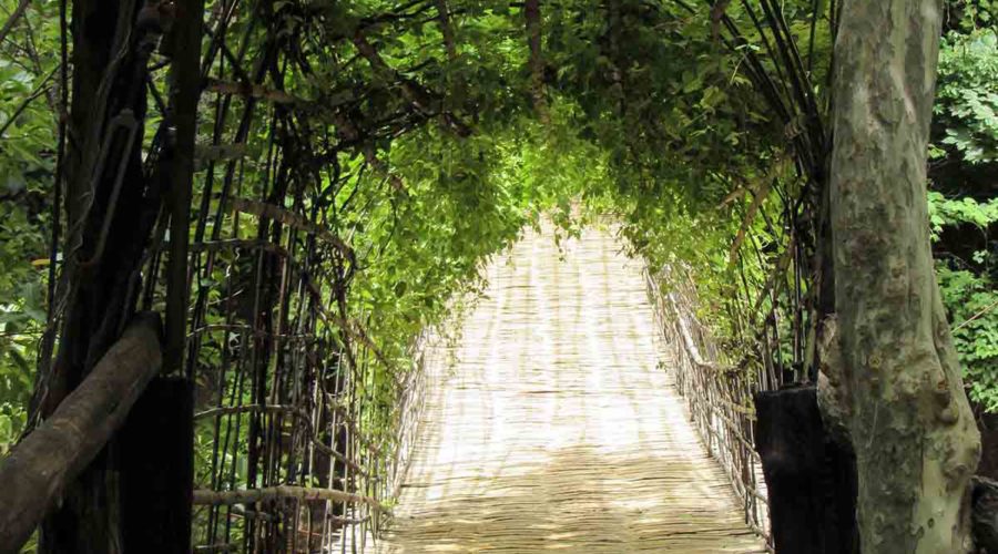 Pasuam Waterfall, bamboo bridge, Laos