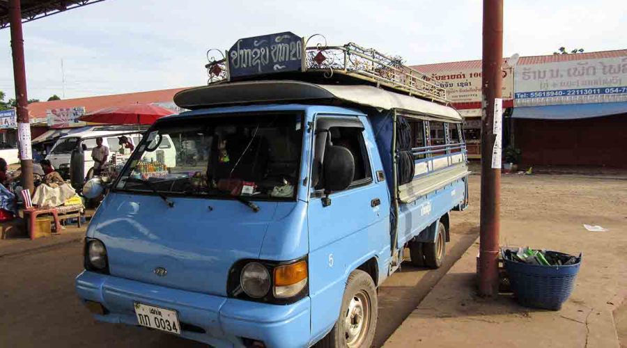 Laos Transport - Songthaew - local Laos bus