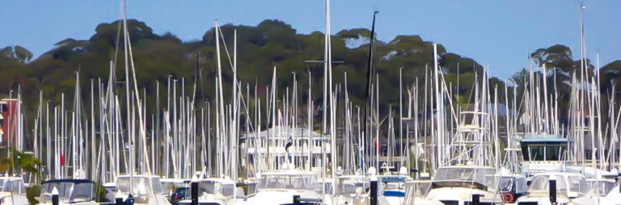 Boat talk - a photo of Pittwater marina in NSW showing many boats