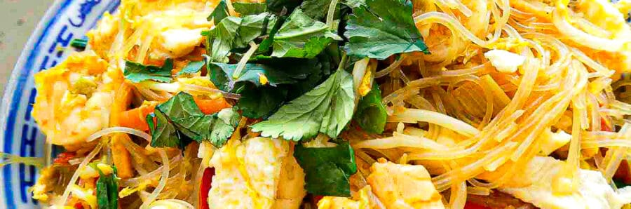 Singapore noodles in a bowl